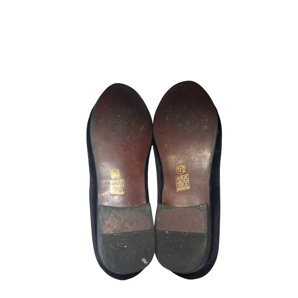 Jitai Mens Velvet Loafers Gold Studded Cap Toe Crest Black Dress Shoes 12.5